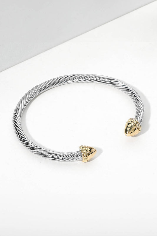 Two Tone Metal Twisted Cuff Bracelet